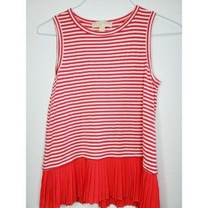 Michael Kors Salmon/White Tanktop W Vertical Ruffles On Bottom Small NWOT